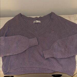 Hollister Cozy Purple V-Neck Sweater
